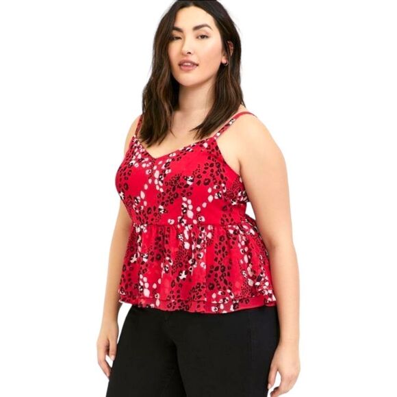 TORRID Plus Size Pink Leopard 🐆 Chiffon Peplum Midi Cami. - Picture 3 of 16